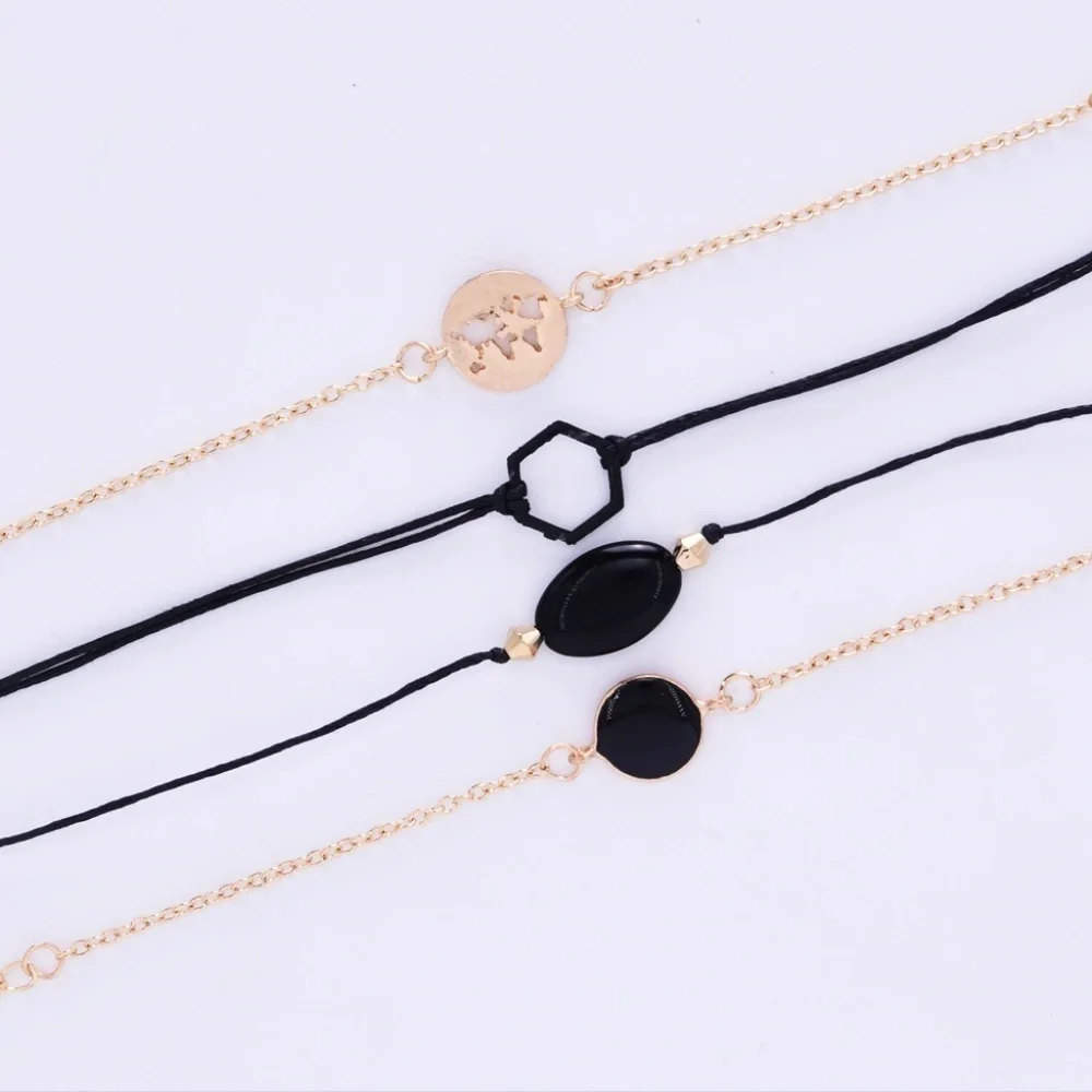 *BAILEE* 5-Pc Gold x Black Fashion Bracelet Set